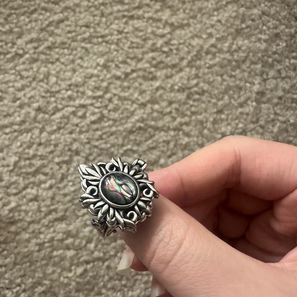 Abalone Shell Sunflower Statement Ring - image 2